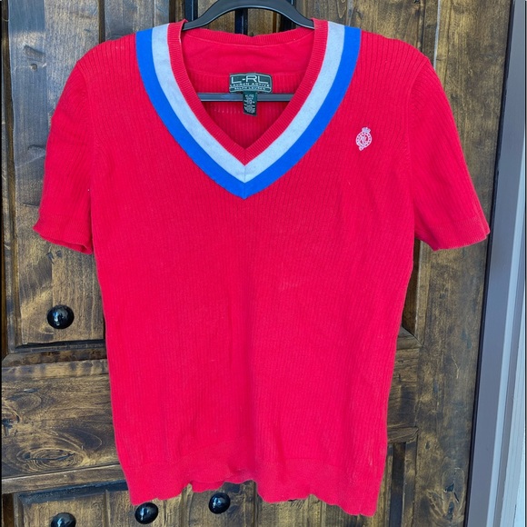 RALPH LAUREN Active Red White Blue Nautical Patriotic Short Sleeve Sweater Sz XL - Picture 12 of 12